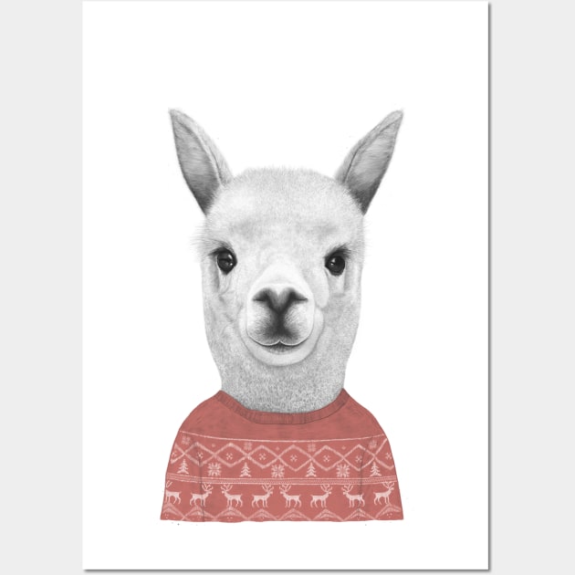 Lama in a sweater Wall Art by kodamorkovkart